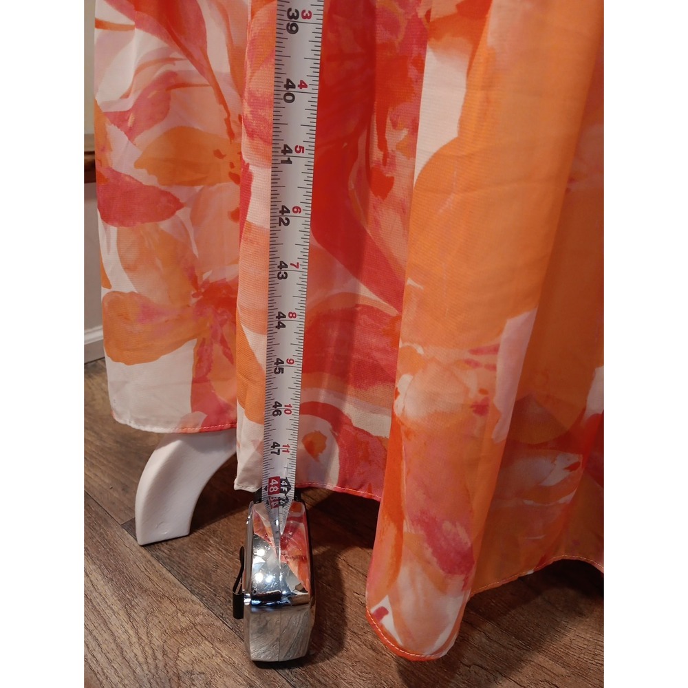 Nicole Miller Tropical Sheer Tiered Maxi Dress Belted Floral Boho XS - Picture 9 of 13